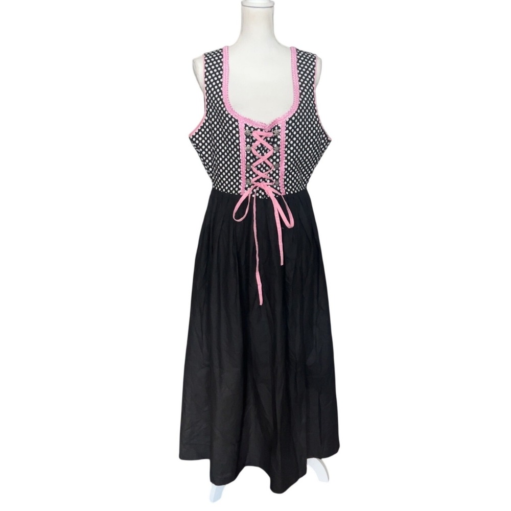 Vintage Dirndl Dress Polka Dot 100% Cotton SZ: 44 (see listing for size info)